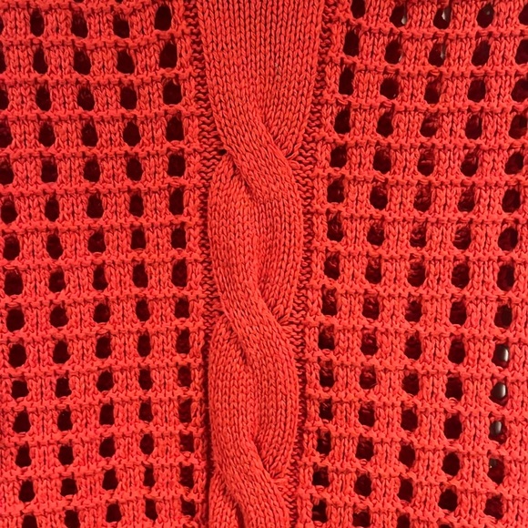 Free People Open Knit Crochet Mockneck Sweater Orange Size Small - Picture 3 of 12